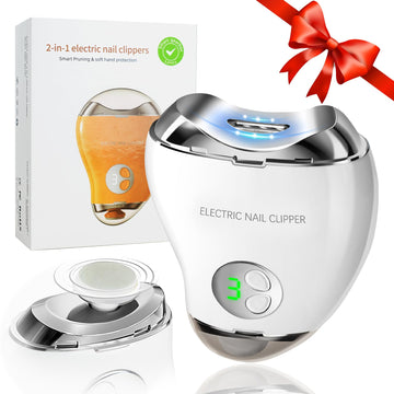 Electric Nail Clippers, with LED Light and Nail File, Fingernail Clipper Storage, 3 Speeds Ideal Digital Display, USB Rechargeab