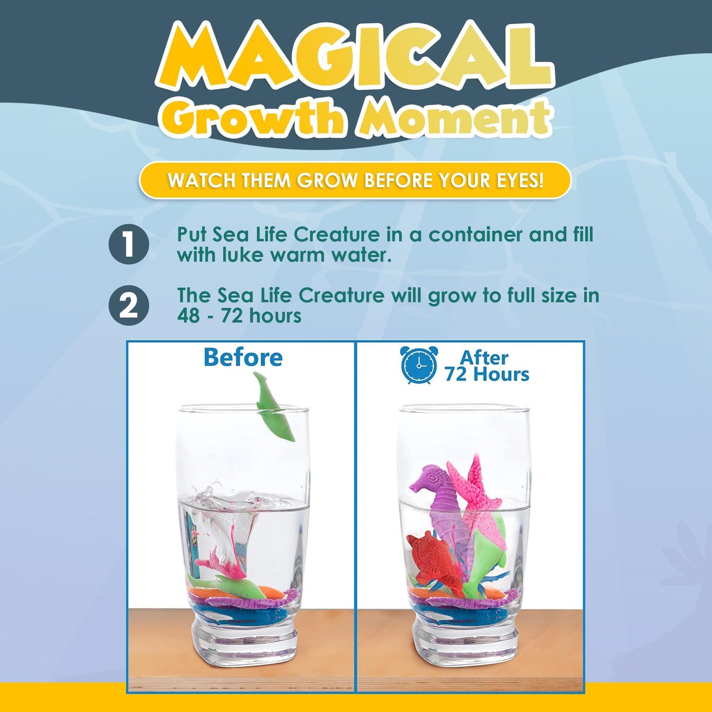 IPIDIPI TOYS Growing Sea Animals - Under the Sea Party Favors & Stocking Stuffers for Kids - Growing Water Animals for Children