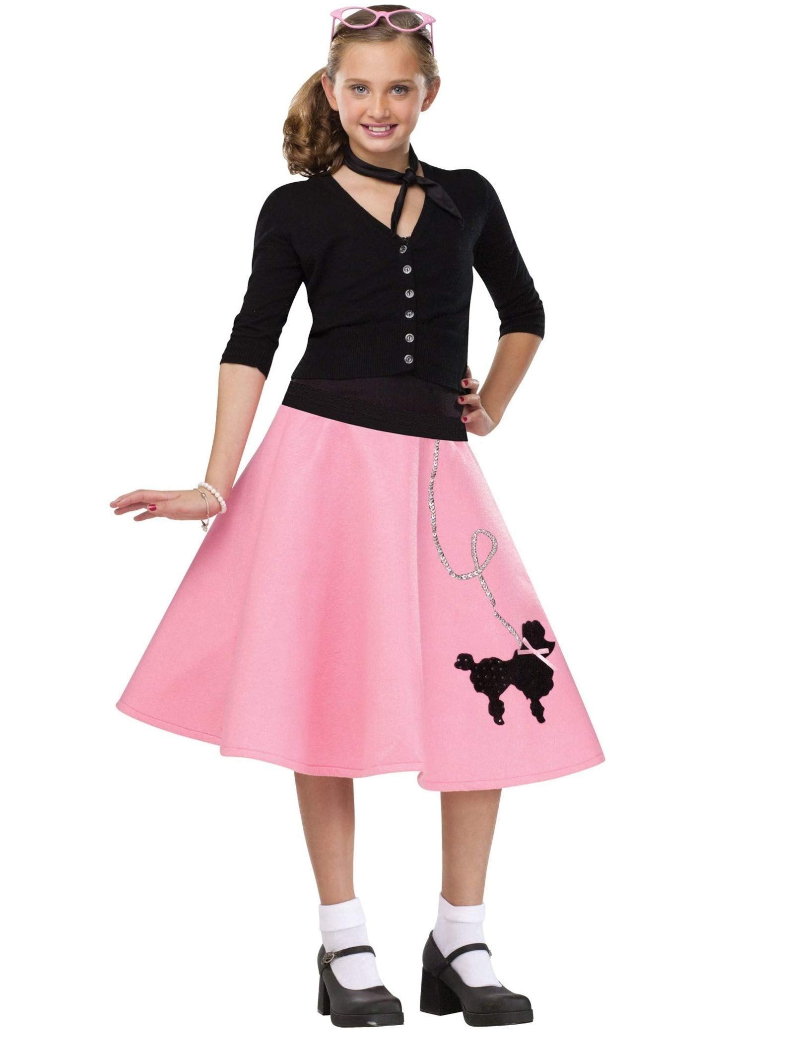 Fun World Poodle Skirt Costume, Large 12-14, Pink