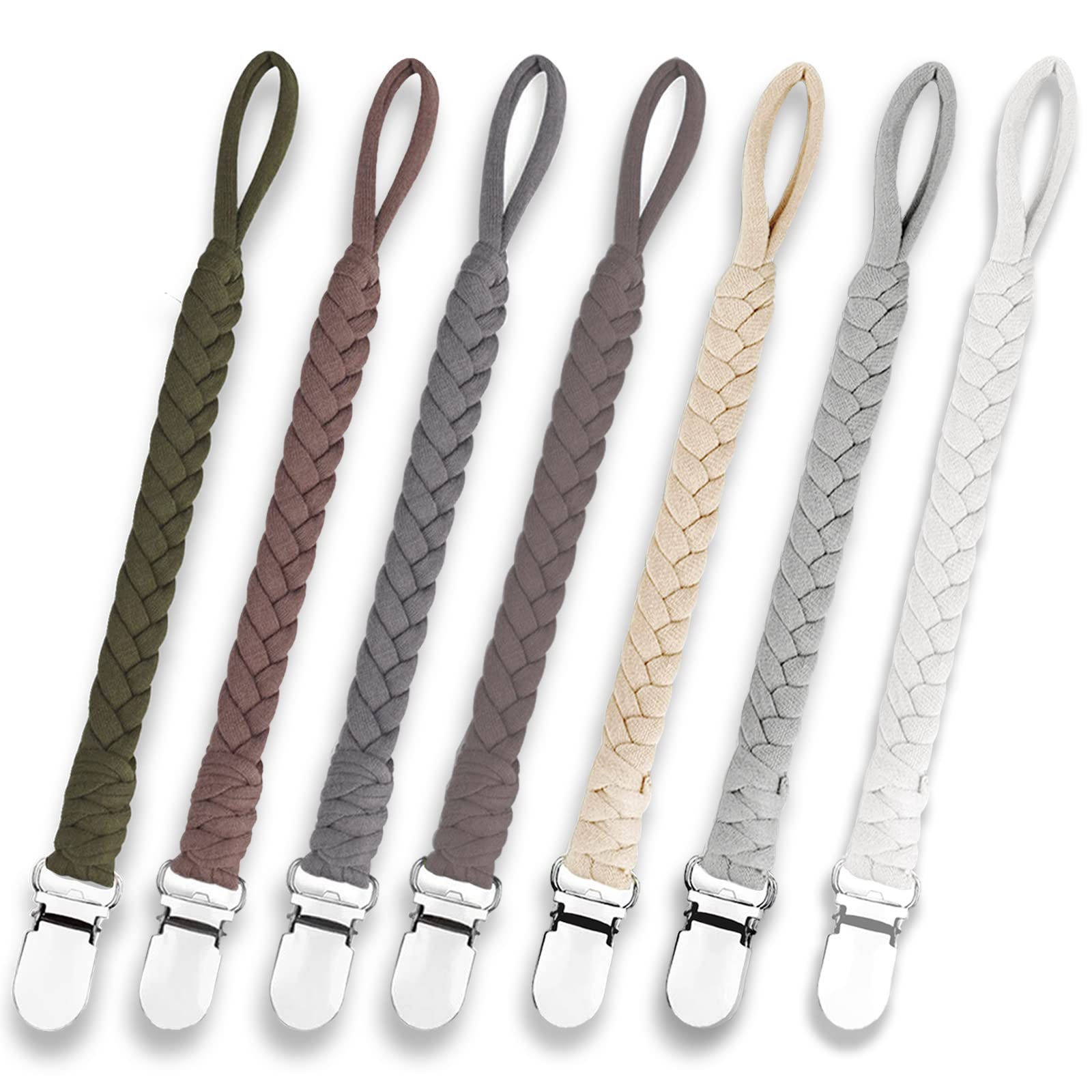 Duludulu 7 Pcs Braided Pacifier Clip, Pacifier Clips For Boys & Baby Girls, Pacifier Holder Clip Binky Clips