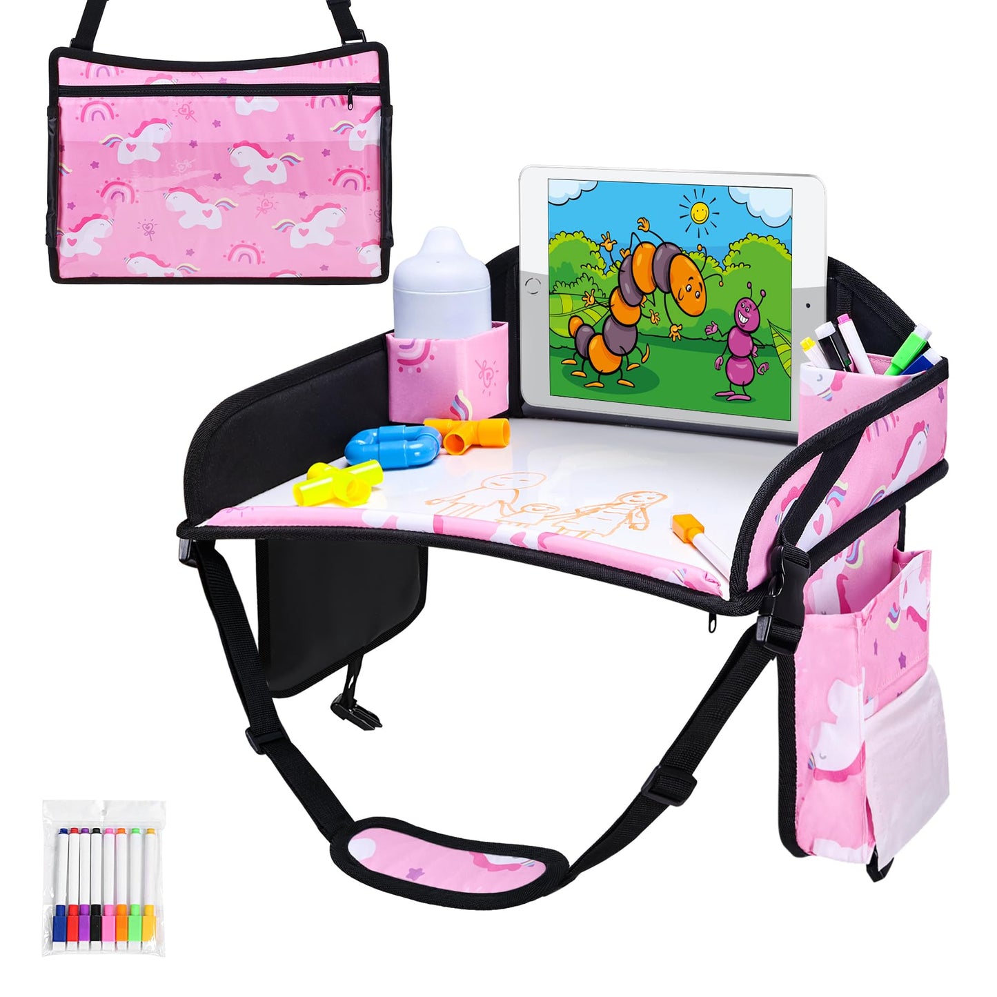Wenrener Kids Travel Tray, Travel Tray For Kids Car Seat, Toddler Car Seat Lap Tray, Carseat Tray For Kids Travel, Carseat Table