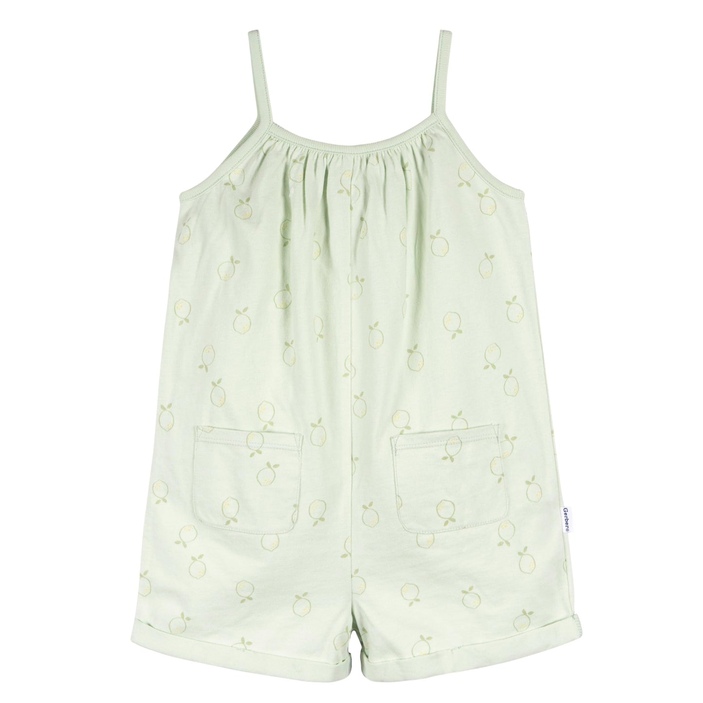 Gerber Baby Girls Toddler 2-Pack Sleeveless Romper Jumpsuit, Yellow Lemons, 5T