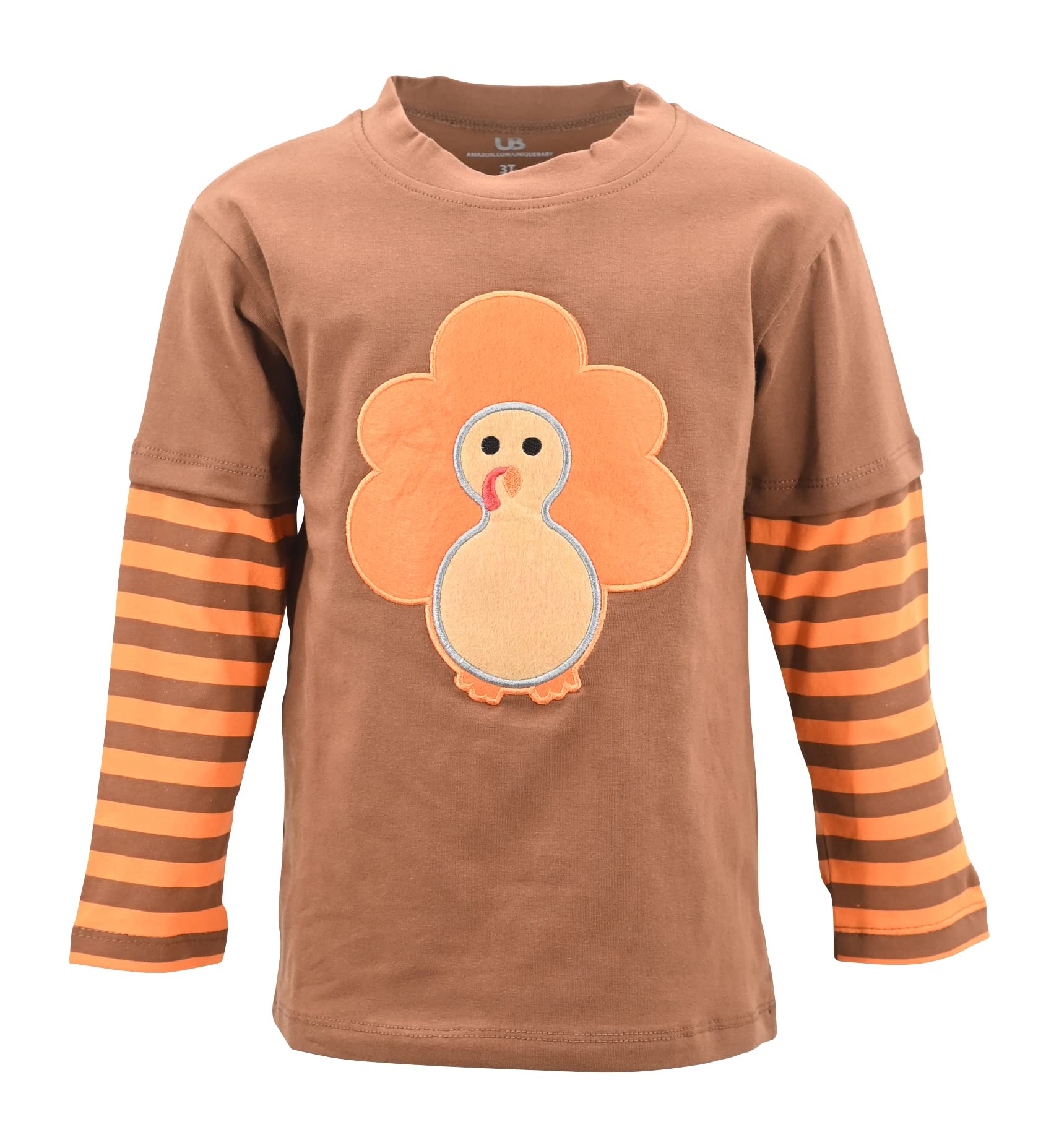 Unique Baby Unisex Layered Thanksgiving Turkey Shirt (4T) Brown