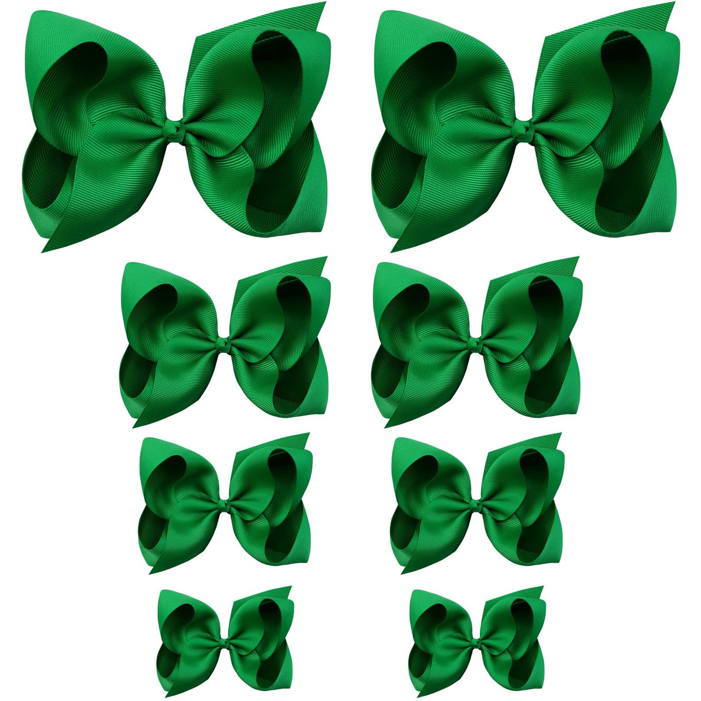 Oaoleer 8Pcs Hair Bows For Girls Green Grosgrain Ribbon Boutique Bow Alligator Clips Hair Accessories For Toddlers Little Girls