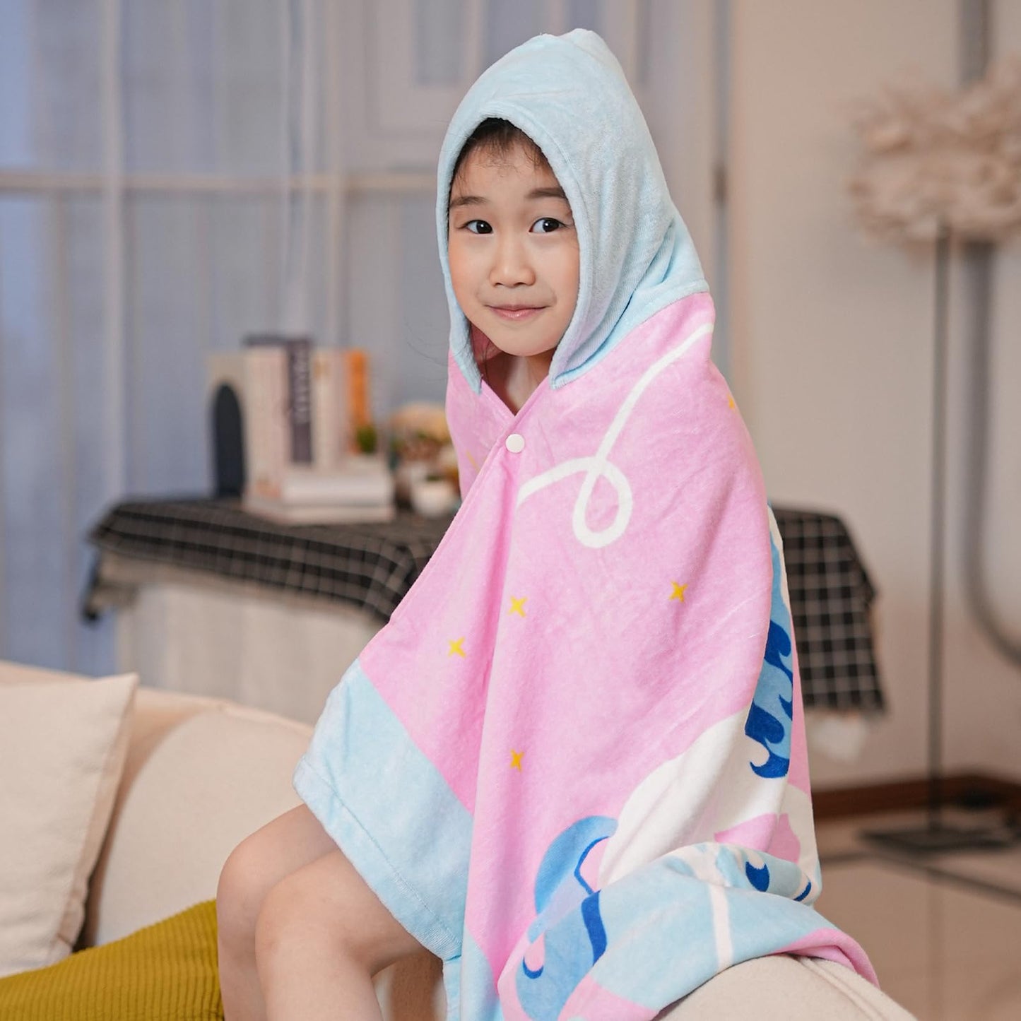 Bangsaur Kids Hooded Bath Beach Towels, Oversize 100% Cotton 50'X30' Wrap, Toddlers Girls 3-12 Years Coverup Double Unicorn