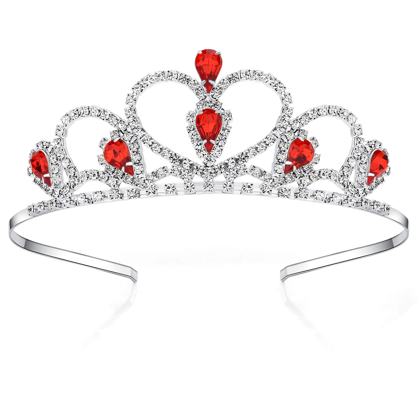 Lovelyshop Red Gems Rhinestone Tiara For Little Kid Big Kid Prom Birthday Princess Crown