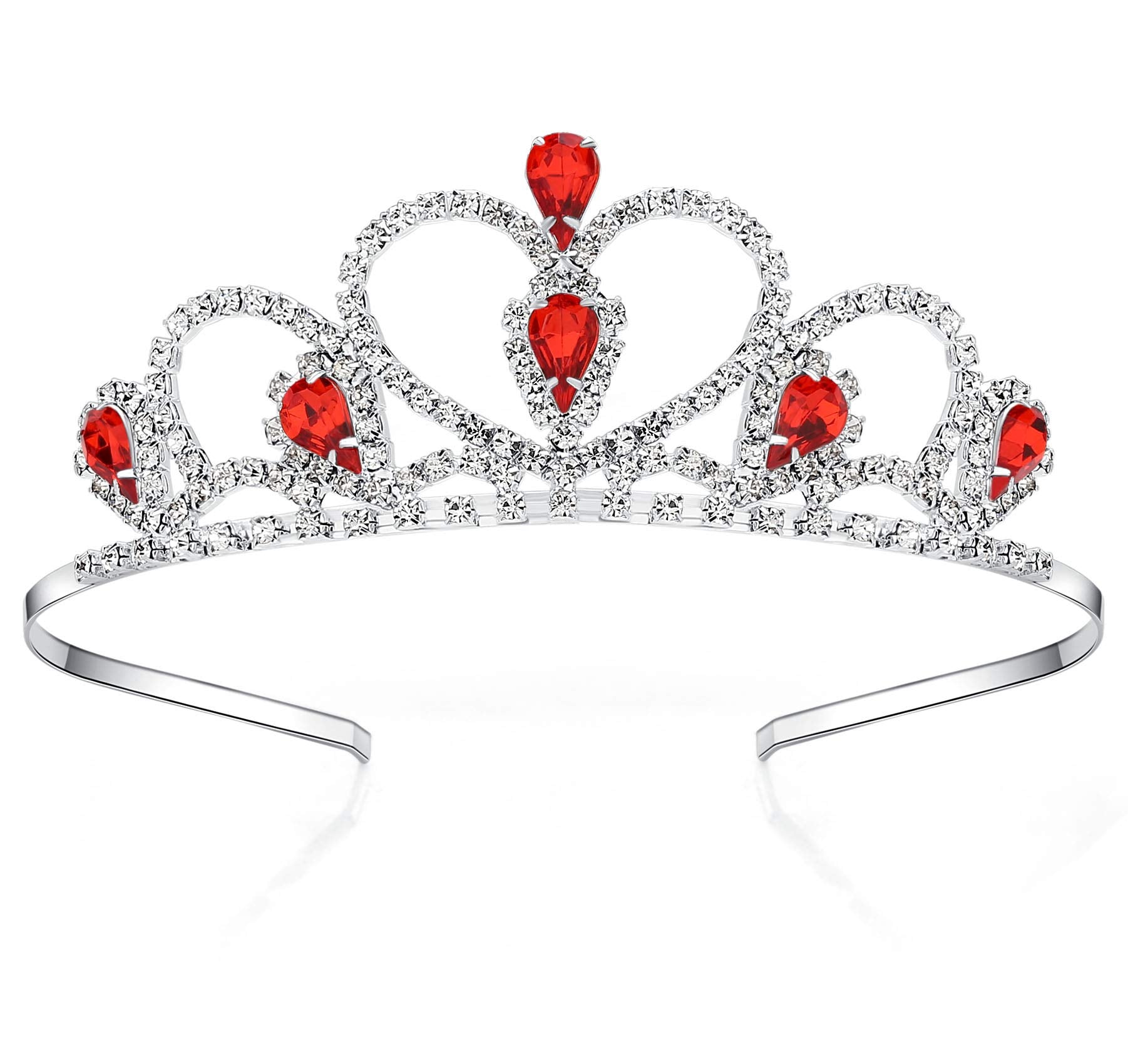 Lovelyshop Red Gems Rhinestone Tiara For Little Kid Big Kid Prom Birthday Princess Crown