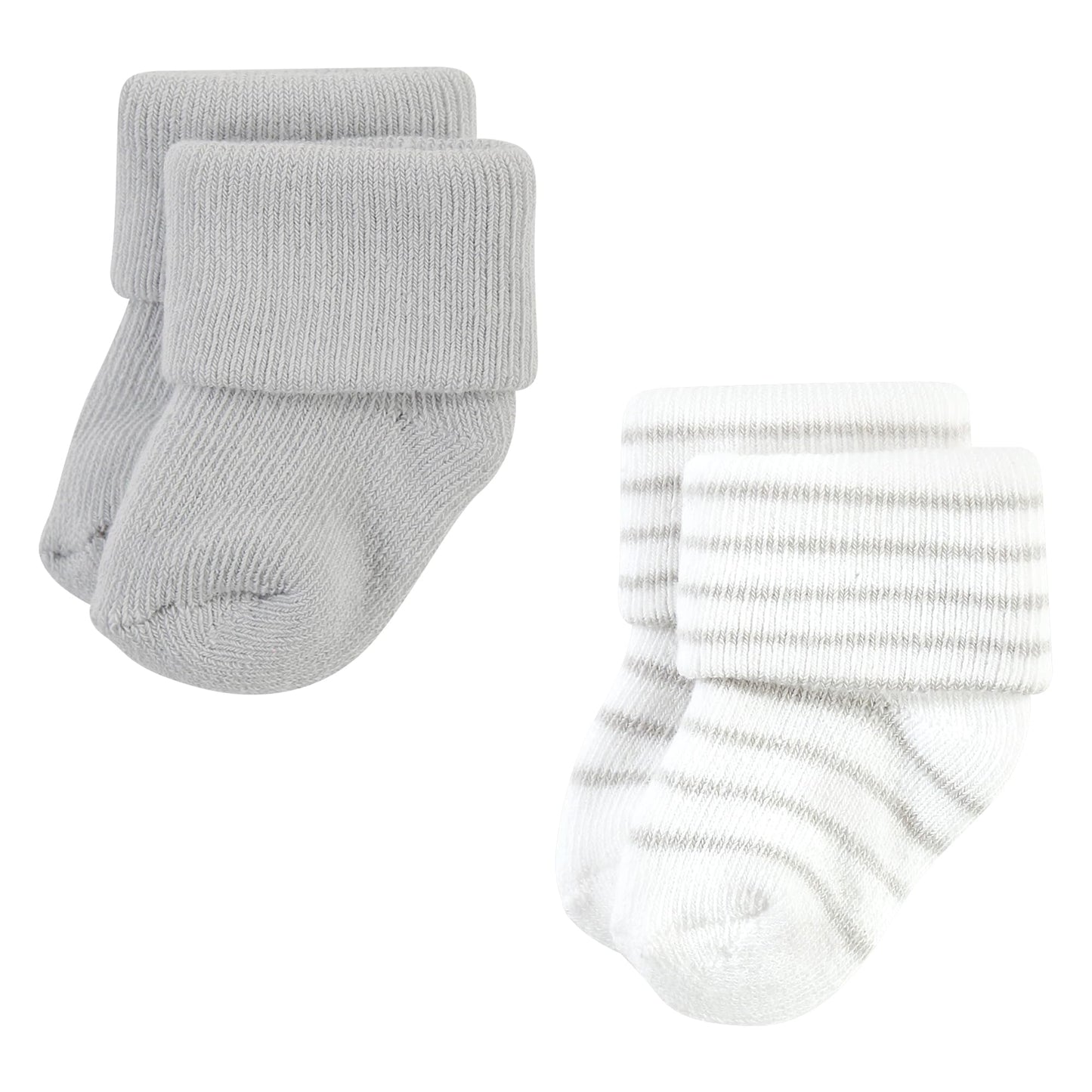Hudson Baby Unisex Baby Cotton Rich Newborn And Terry Socks, Gray Stripe 12 Pack, 6-12 Months