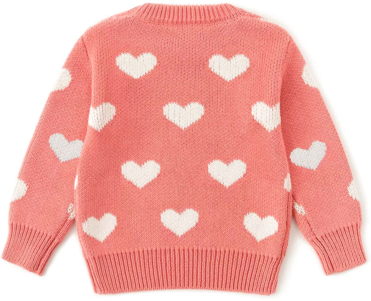 Baby Girl Valentine'S Day Outfit Toddler Kids Love Long Sleeve Knit Sweater Crewneck Pullover Sweatshirt Tops (L-Pink, 18-24 Mon