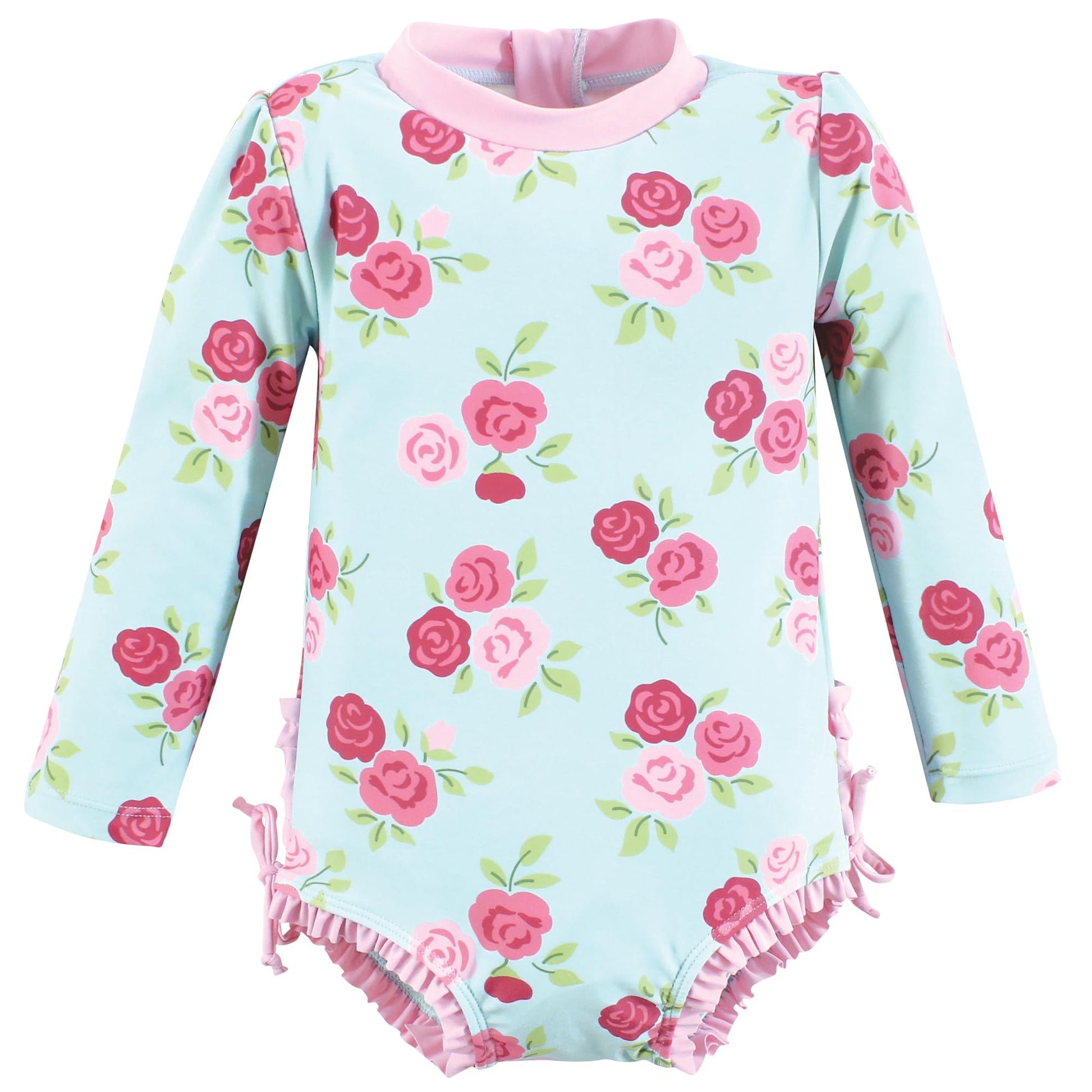 Hudson Baby Baby Girl'S Toddler Swimsuit, Mint Pink Roses