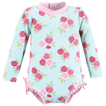 Hudson Baby Baby Girl'S Toddler Swimsuit, Mint Pink Roses