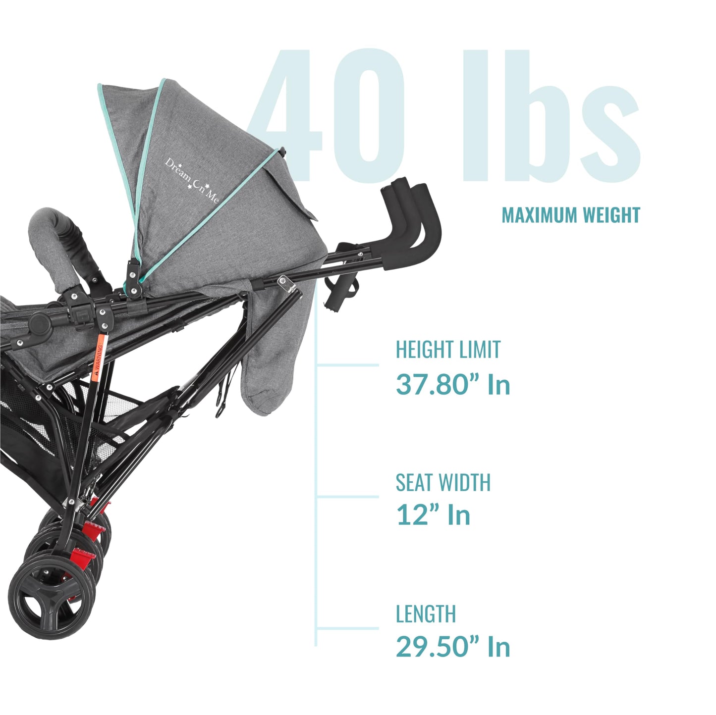 Dream On Me Volgo Twin Umbrella Stroller In Mint, Lightweight Double Stroller For Infant & Toddler, Compact Easy Fold, Large Sto