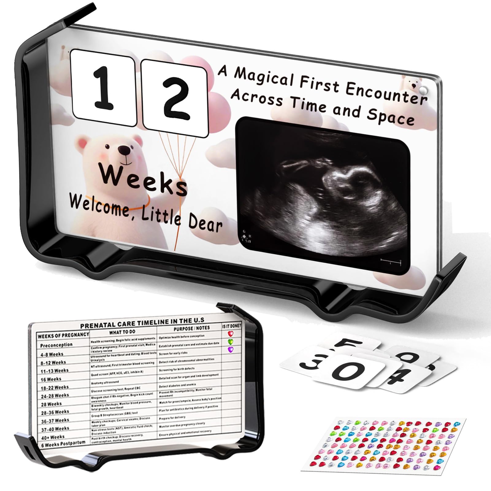 LFKATFI Ultrasound Picture Frames Pregnancy Announcement - Sonogram Keepsake with Pregnancy Countdown for Gender Reveal for Gran