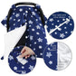 Moonsea Baby Carseat Canopy Nursing Cover, Car Seat Canopy For Girls Or Boys, Navy Star Print Infant Car Seat Canopy With Soft M