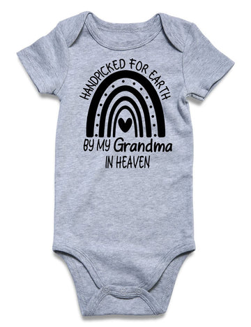 Unicomidea Hand Picked For Earth By My Grandma In Heaven Outfits Fashion Cotton Gender Neutral Baby Bodysuit 3-6 Months Infant J