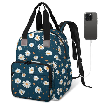 KOBLEN Daisy Diaper Bag Backpack Baby Essentials Travel Tote Bag with Insulated Pockets Multi-functional Diaper Bags Organizer B