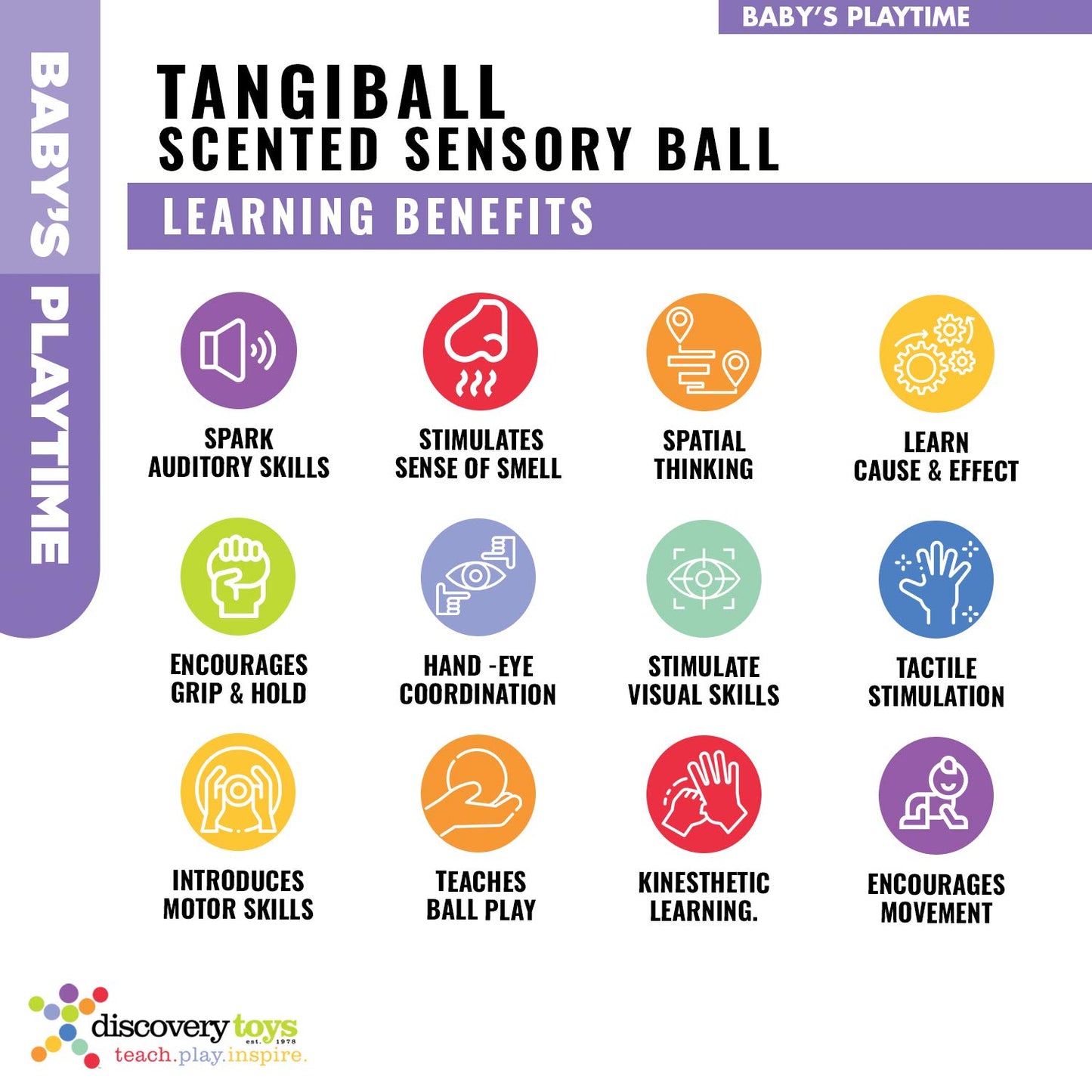 Discovery Toys TANGIBALL Squishy, Squeezy Scented Sensory Ball | Kid-Powered Learning | STEM Toy Early Childhood Development 12