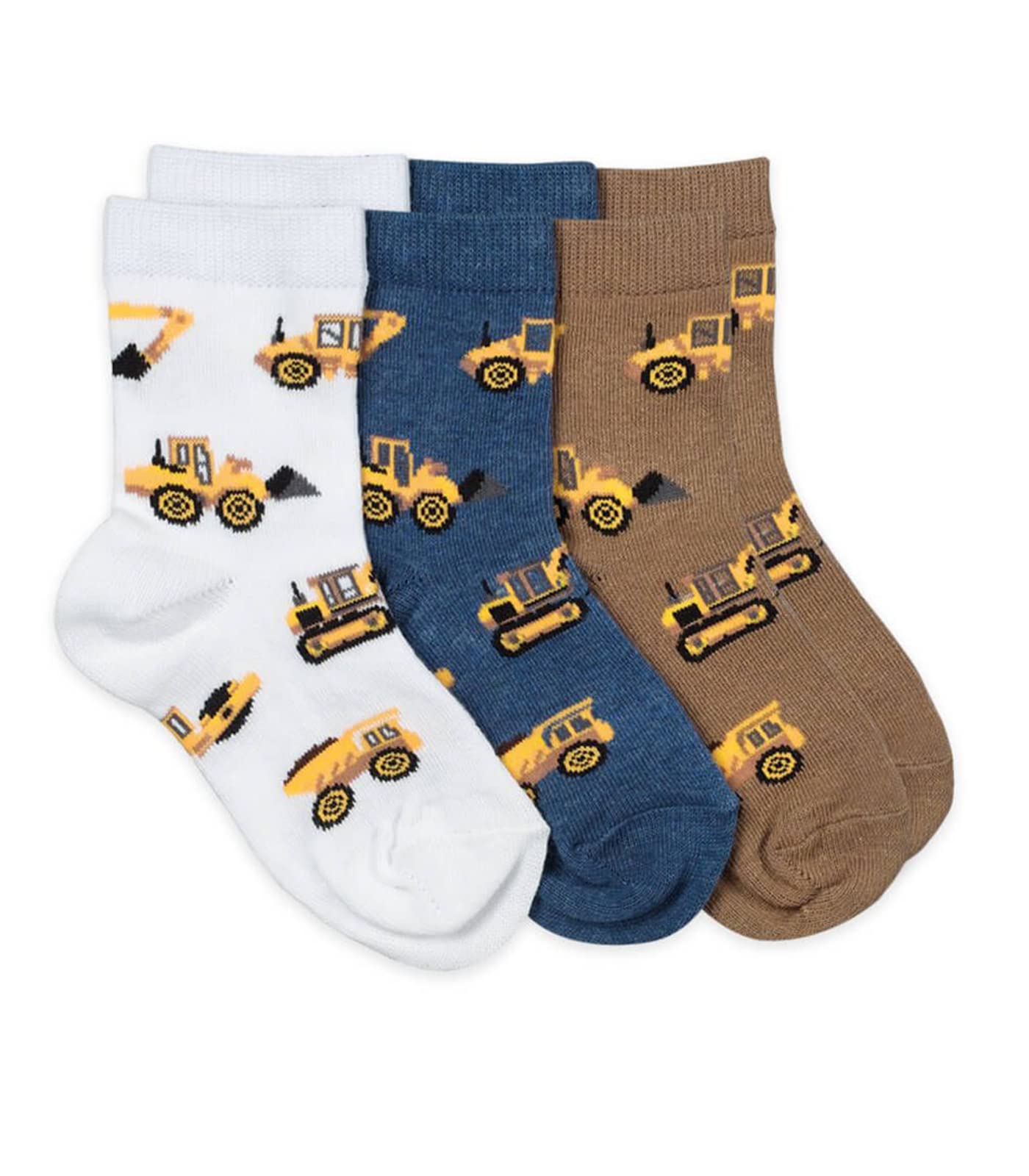 Jefferies Socks Little Boys' Construction Triple Treat Socks 3 Pair Pack, Putty, X-Small