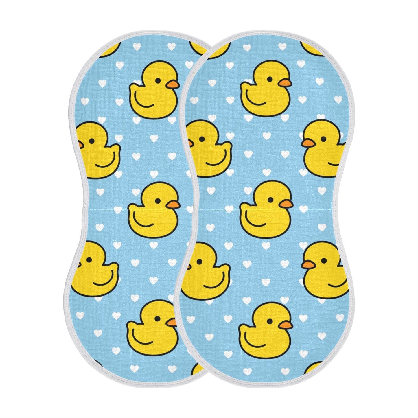 YYZZH Cartoon Cute Duck Heart Pattern Muslin Burp Cloths for Baby 2 Pack 100% Cotton Baby Washcloths Bibs for Boy Girl