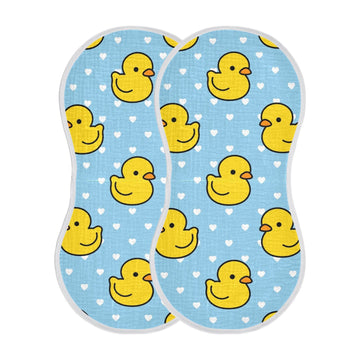 YYZZH Cartoon Cute Duck Heart Pattern Muslin Burp Cloths for Baby 2 Pack 100% Cotton Baby Washcloths Bibs for Boy Girl