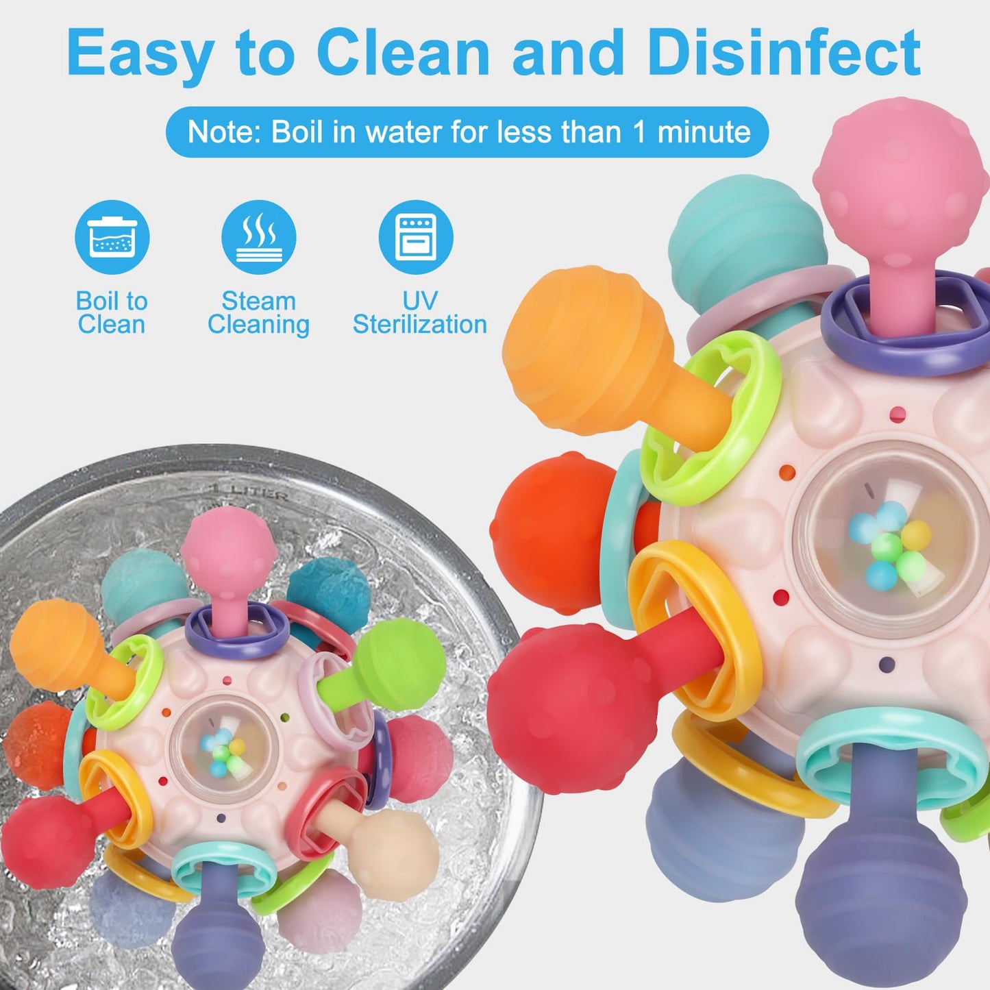 Baby Montessori Sensory Toys for 0-6 6-12 Months, Baby Teether Teething Toys for Babies 0 3 6 9 12 18 Months, Newborn Infant Lea