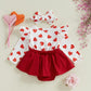 Lagkiyoj Newborn Baby Valentines Day Outfit Baby Girl Romper Ruffle Long Sleeve Ribbed Valentines Dress With Headband (Heart Red