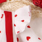 Valentine Baby Girl Outfit Heart Print Ribbed Long Sleeve Newborn Valentines Day Romper Dress Headband Set (White, 0-3 Months)