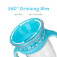 Nuby 360 Edge 2 Stage Drinking Rim Cup With Removable Handles & Hygienic Cover: 10 Oz/ 300 Ml 12M+ Space Aqua 80809