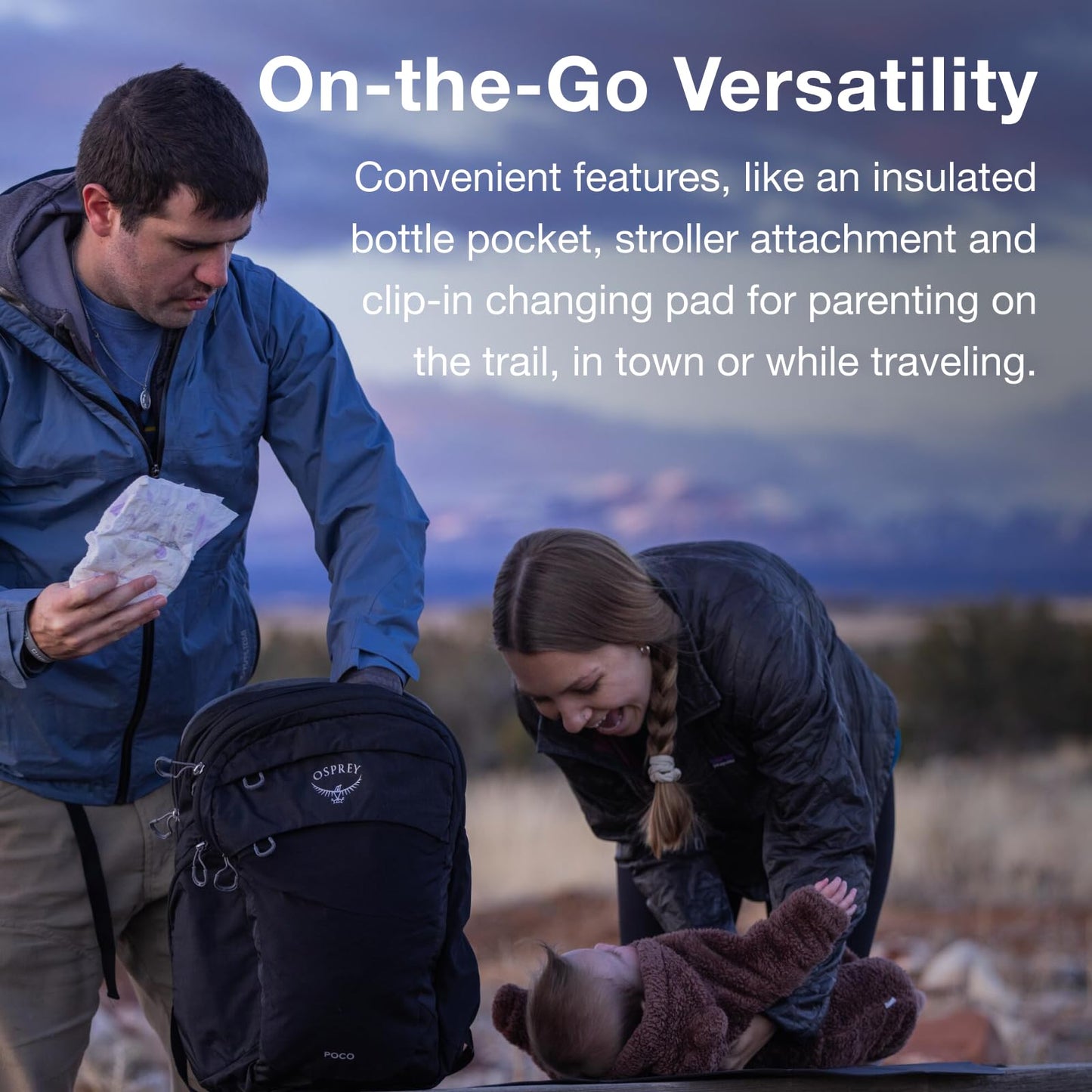 Osprey Poco Changing Backpack With Clip-In Changing Pad, Tan Concrete