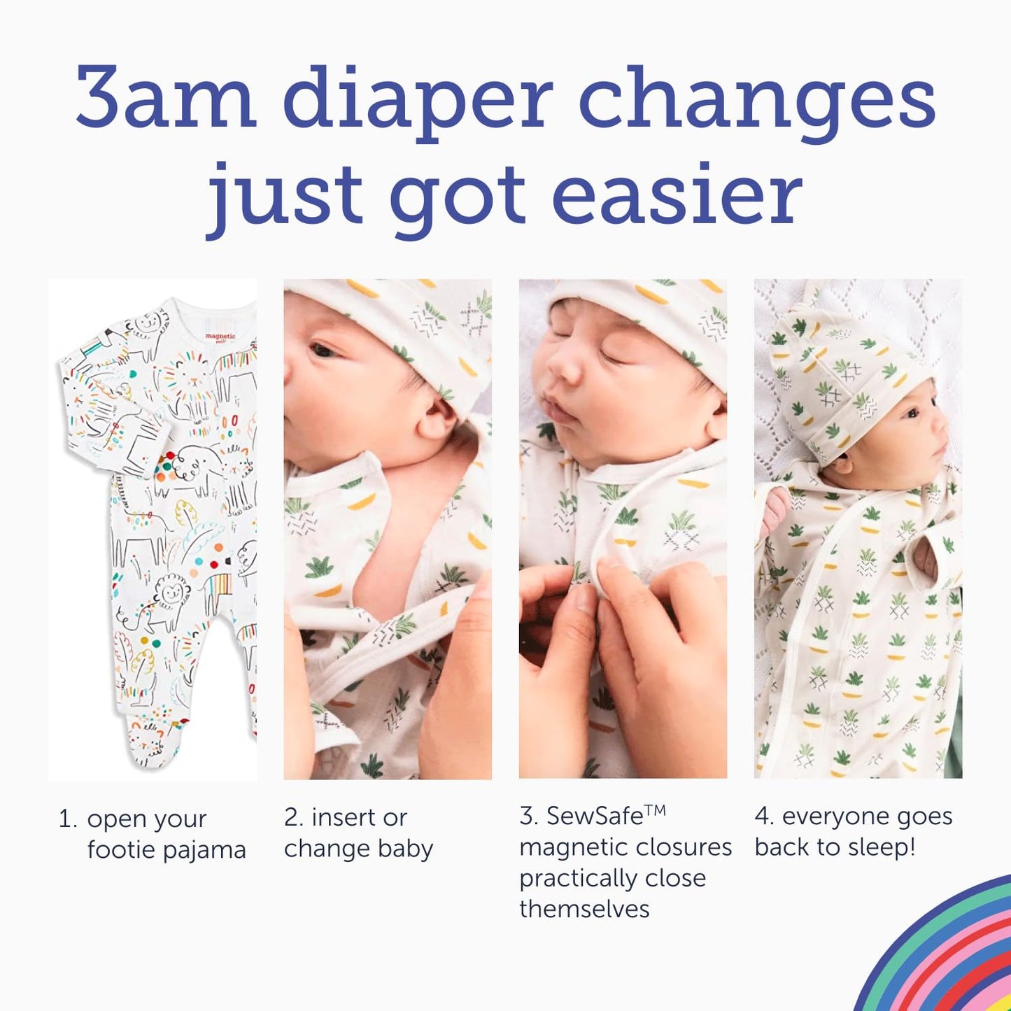 Magnetic Me Footie Pajamas 100% Organic Cotton Baby Boys Sleepwear Quick Magnetic Fastener Sleeper Darjeeling Dasmask 6-9 Months