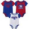 Outerstuff Nfl Newborn Baby And Infant Short Sleeve Bodysuit Variety 3-Pack - New York Giants, 3-6M