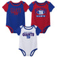 Outerstuff Nfl Newborn Baby And Infant Short Sleeve Bodysuit Variety 3-Pack - New York Giants, 18M