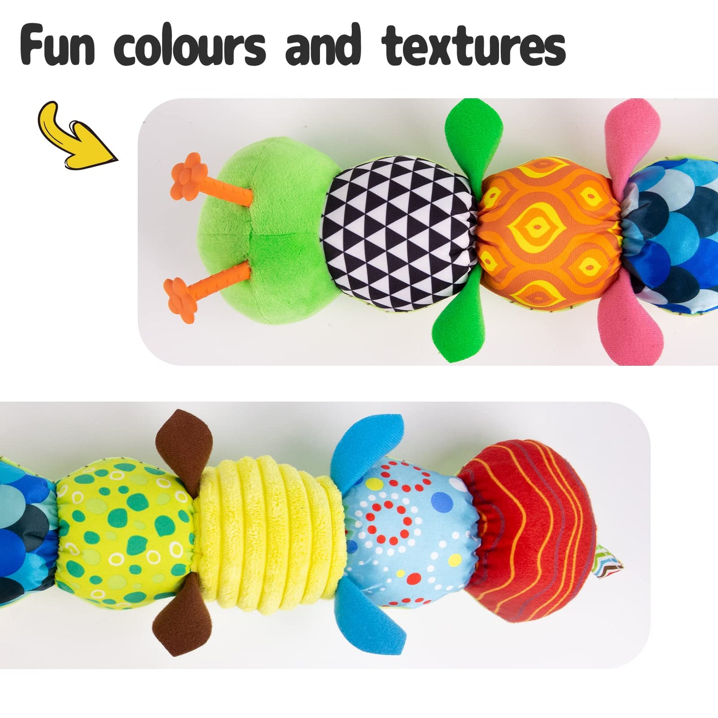 Sumobaby Infant Baby Musical Stuffed Animal Activity Soft Toys with Multi-Sensory Crinkle, Rattle and Textures, for Tummy Time N
