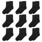 Mini Panda Little Girl'S Socks, Girls Socks Cute,Girls Crew Socks 9 Pairs Pack (9 Pairs-Black, 9-12 Years)