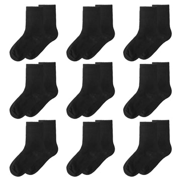 Mini Panda Little Girl'S Socks, Girls Socks Cute,Girls Crew Socks 9 Pairs Pack (9 Pairs-Black, 9-12 Years)