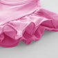 Twkioue Kids Girl Summer Ruffle Sleeve Tutu Tulle Fluffy Party Birthday Dresses 817 Rose Red 120