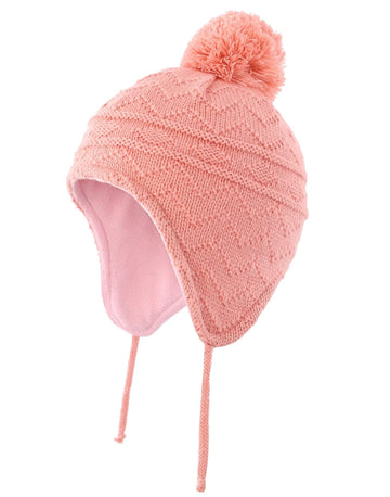 Connectyle Toddler Infant Baby Knit Beanies Cap Earflap Knit Kids Hat Fleece Warm Winter Hat S Pink