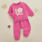 Lagkiyoj Toddler Girl Valentine'S Day Outfits Letter Flower Embroidery Sweatshirt Long Pants 6 12 18 24 Months 2T 3T 4T (Pink Va