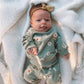 3Pcs Baby Girl Outfits Daisy Sweatshirt + Pants + Headband Infant Fall Winter Clothes Green 18-24 Months