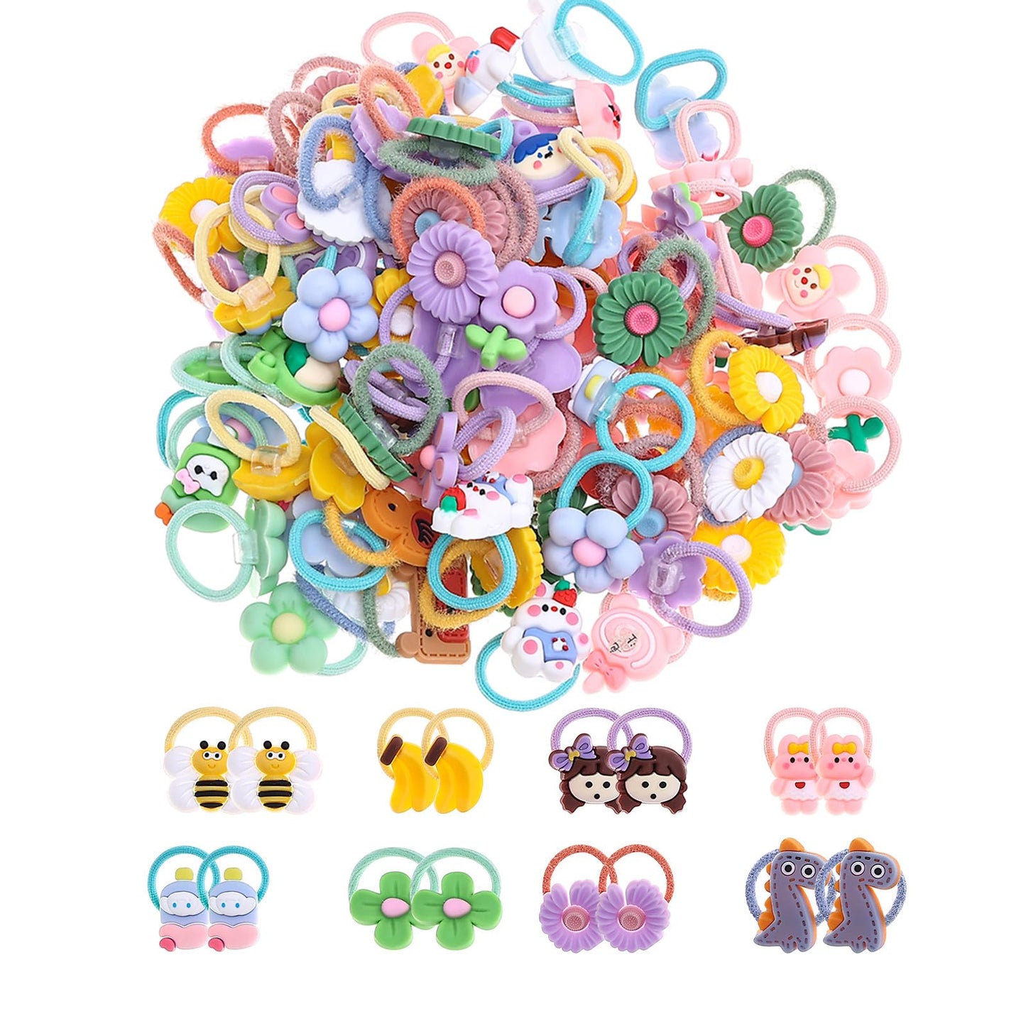 LIUCHENLIIVY 70Pcs Baby Elastic Hair Ties - Girls Elastic Hair Ties Ponytail Holders Elastic Hair Rubber Bands Hair Accessories 