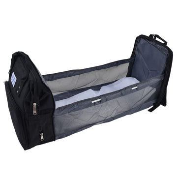 Foldable Crib Bag, Oxford Cloth Folding Multifunctional Mommy Bag Portable for Travel for Daily Use(Black)