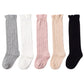 Epeius 5 Pair Pack Baby Girls Boys Uniform Knee High Socks Tube Ruffled Stockings Infants And Toddlers For 6-12 Months,Black Whi