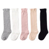 Epeius 5 Pair Pack Baby Girls Boys Uniform Knee High Socks Tube Ruffled Stockings Infants And Toddlers For 6-12 Months,Black Whi