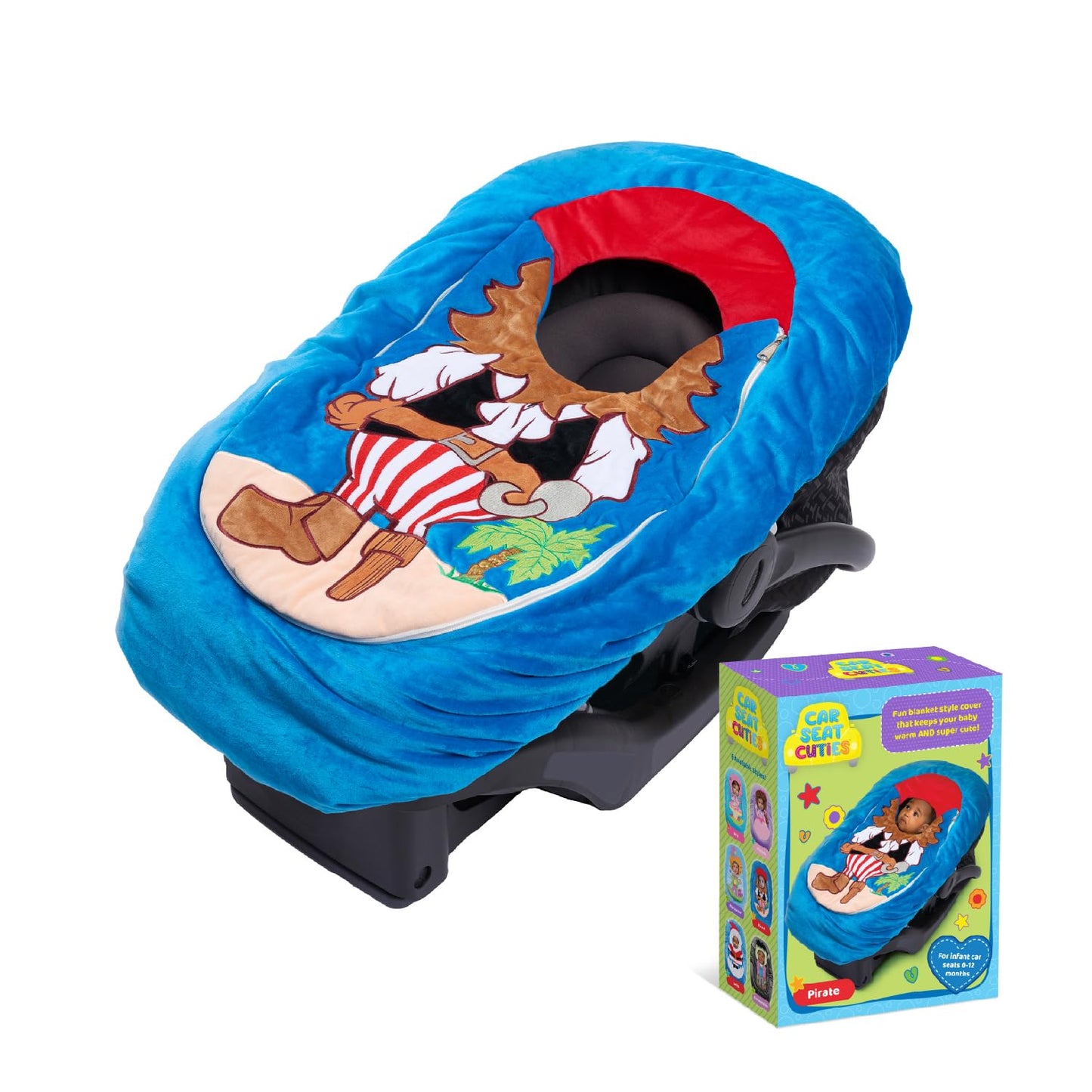 Car Seat Cuties, Baby Car Seat Cover, Stretchy Universal Fit Infant Car Seat Carrier Cover for Baby Boys and Girls, Soft & Warm Baby Blanket Style Car Seat Cover, Infant Costume (Pirate)