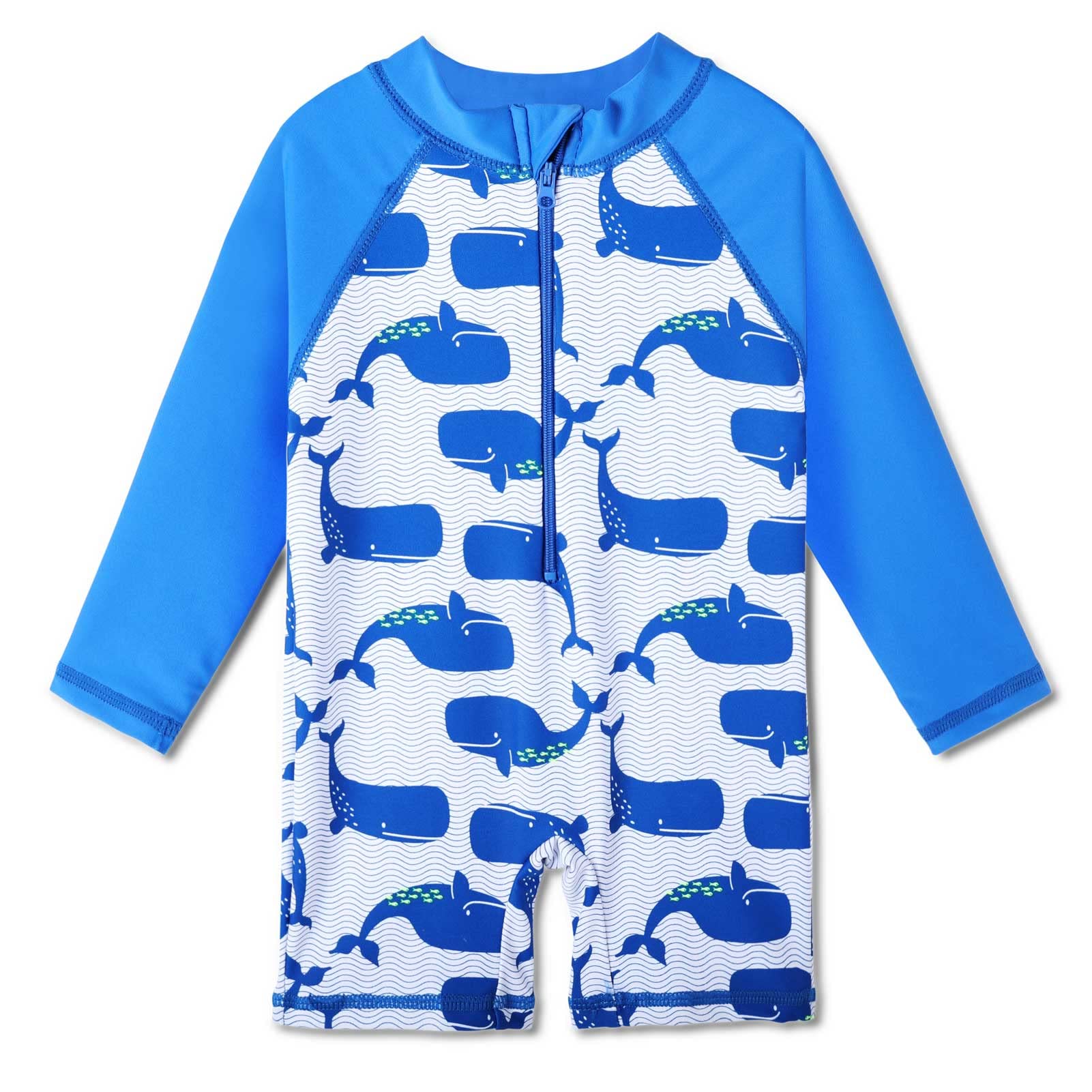 Huaaniue Baby/Toddler Boy Swimsuit Rashguard Swimwear Long Sleeve One-Piece Whale 6-12 Months