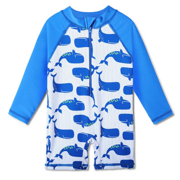 Huaaniue Baby/Toddler Boy Swimsuit Rashguard Swimwear Long Sleeve One-Piece Whale 6-12 Months