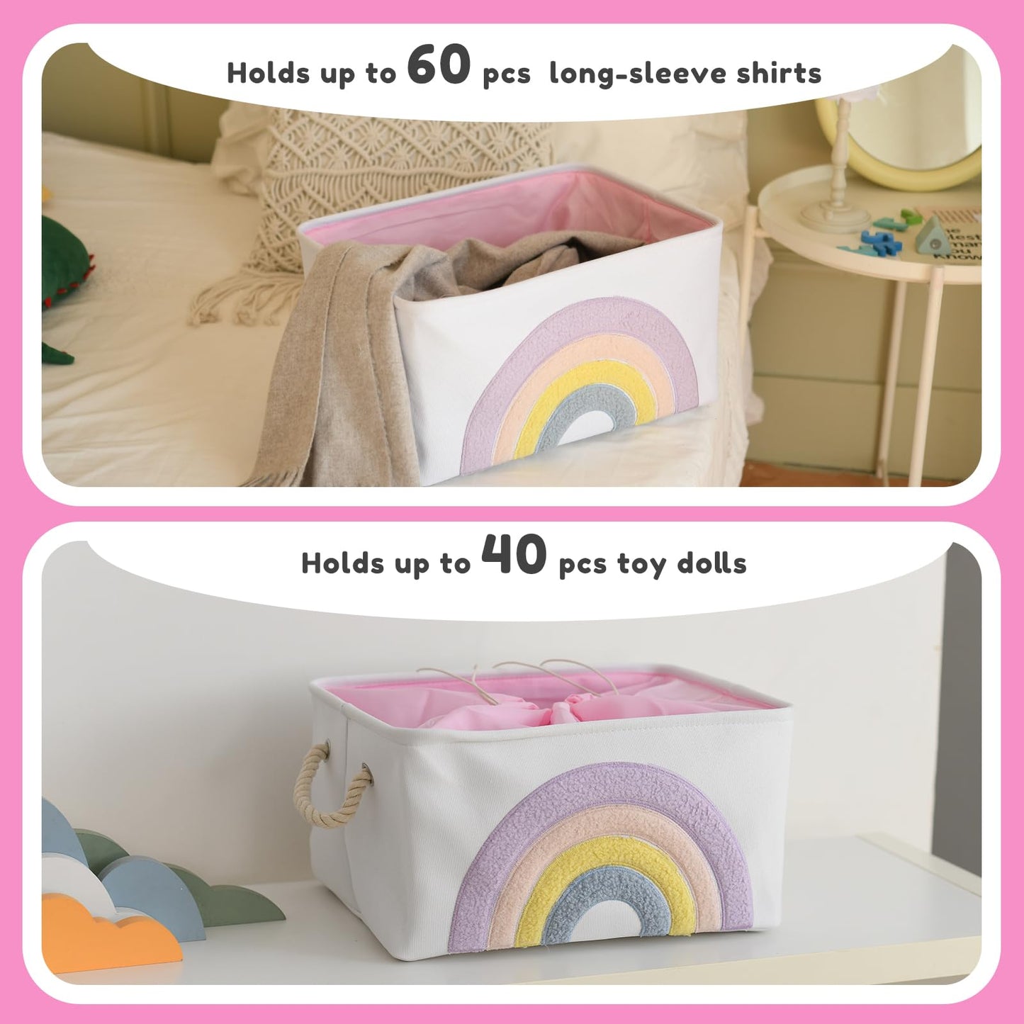 Inough Storage Basket Baby Toy Basket, Baby Gift Baskets Empty Toys Storage Organizer Storage Bins Girls Storage Baskets With Dr