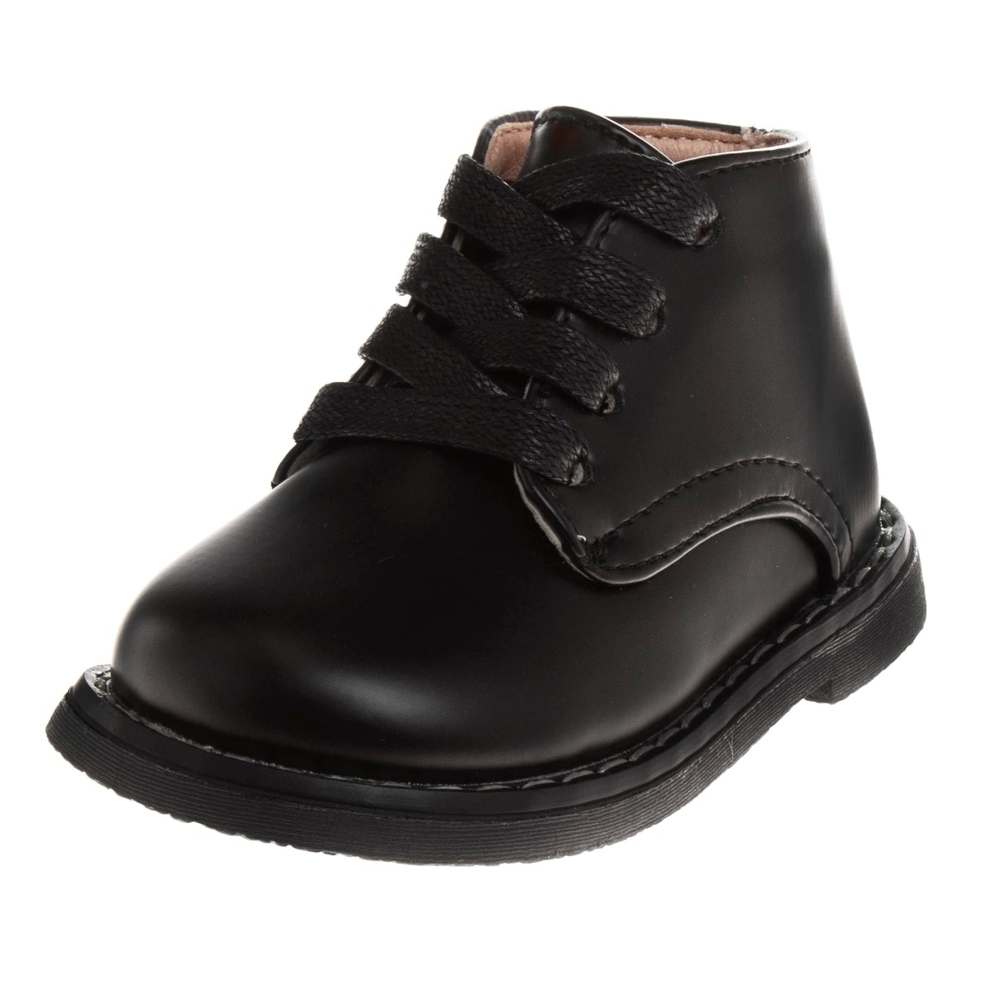 Josmo Baby Boys Girls Unisex Walking Shoes First Step Walker - Lightweight Synthetic Dress Boots Non-Slip Bottom High Top - Blac