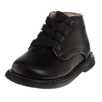 Josmo Baby Boys Girls Unisex Walking Shoes First Step Walker - Lightweight Synthetic Dress Boots Non-Slip Bottom High Top - Blac