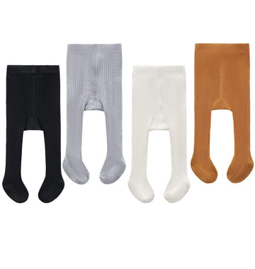 Cecorc Baby Tights - Thick Toddlers Girl Leggings- Cable Knit Cotton Stockings (2-3 Years, 4Pack (Black+White+Grey+Ginger))